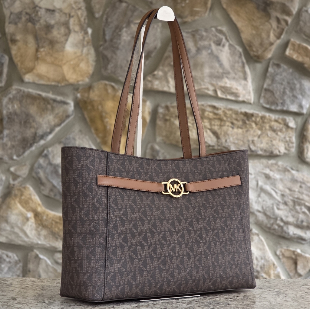 Michael Kors Angelina Large Brown Logo Shoulder Bag